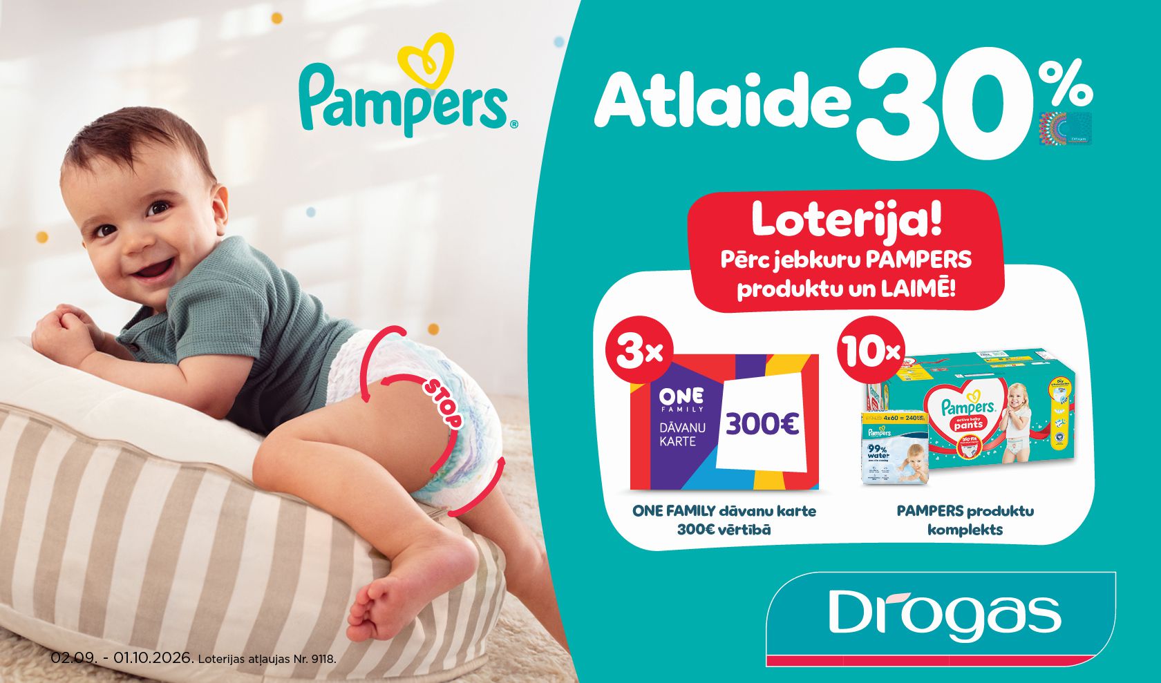 Pampers loterija veikalos Drogas