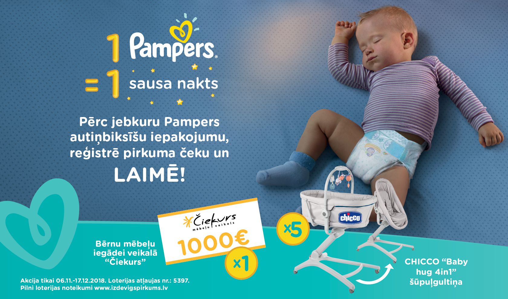 1 Pampers 1 sausa nakts loterija RIMI 