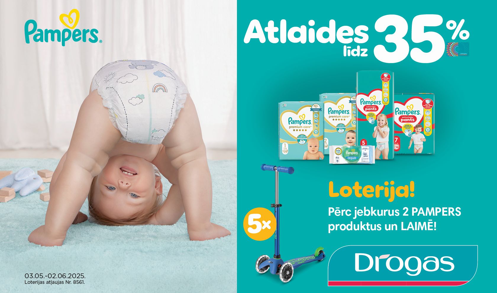 PAMPERS LOTERIJA DROGAS VEIKALOS
