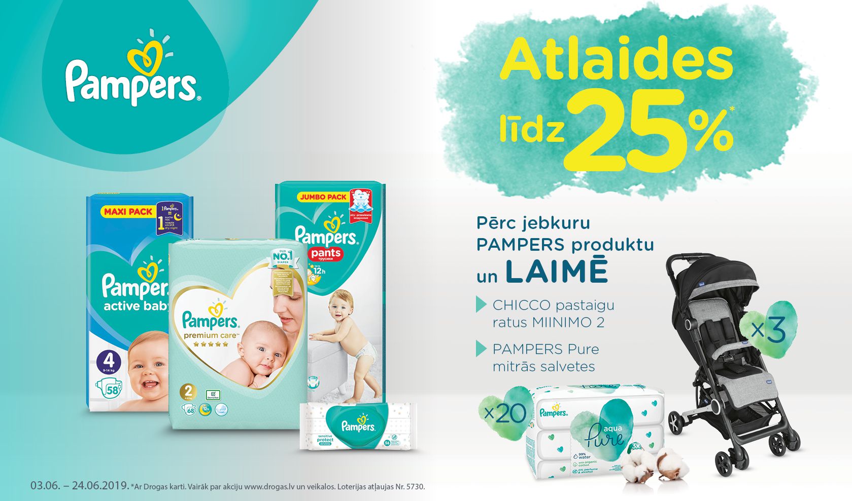 Pampers loterija Drogās